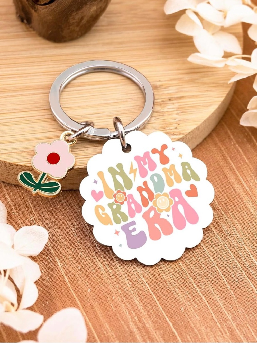 In My Grandma Era Flower Keychain - Cute Retro Colors